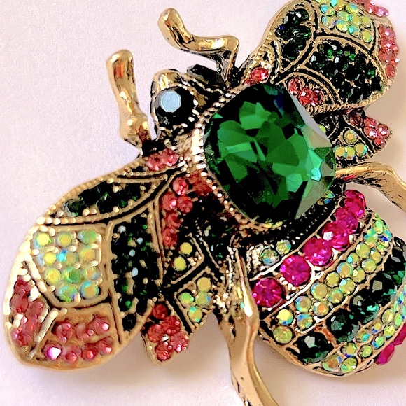 🦋🐝 Vintage Rhinestone Brooch Bundle Butterfly & Bee - Picture 7 of 7